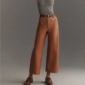 Anthropologie the colette faux leather crop wide leg pants by maeve